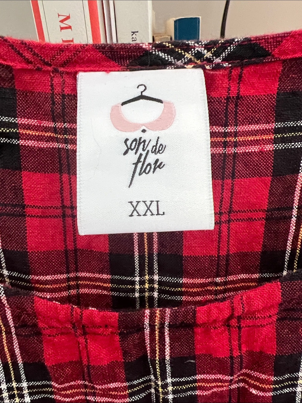 Son de Flor Red and Black Plaid Sleeveless Midi Dress - Picture 2 of 4